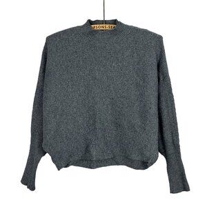 Zara Knit Womens Grey Ribbed Mockneck Cropped Sweater Small